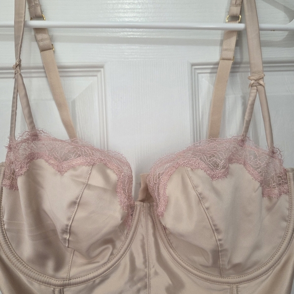 Victoria's Secret Dream Angels Unlined Balconette Lace Bustier Cream/Pink 36DD - Picture 5 of 15